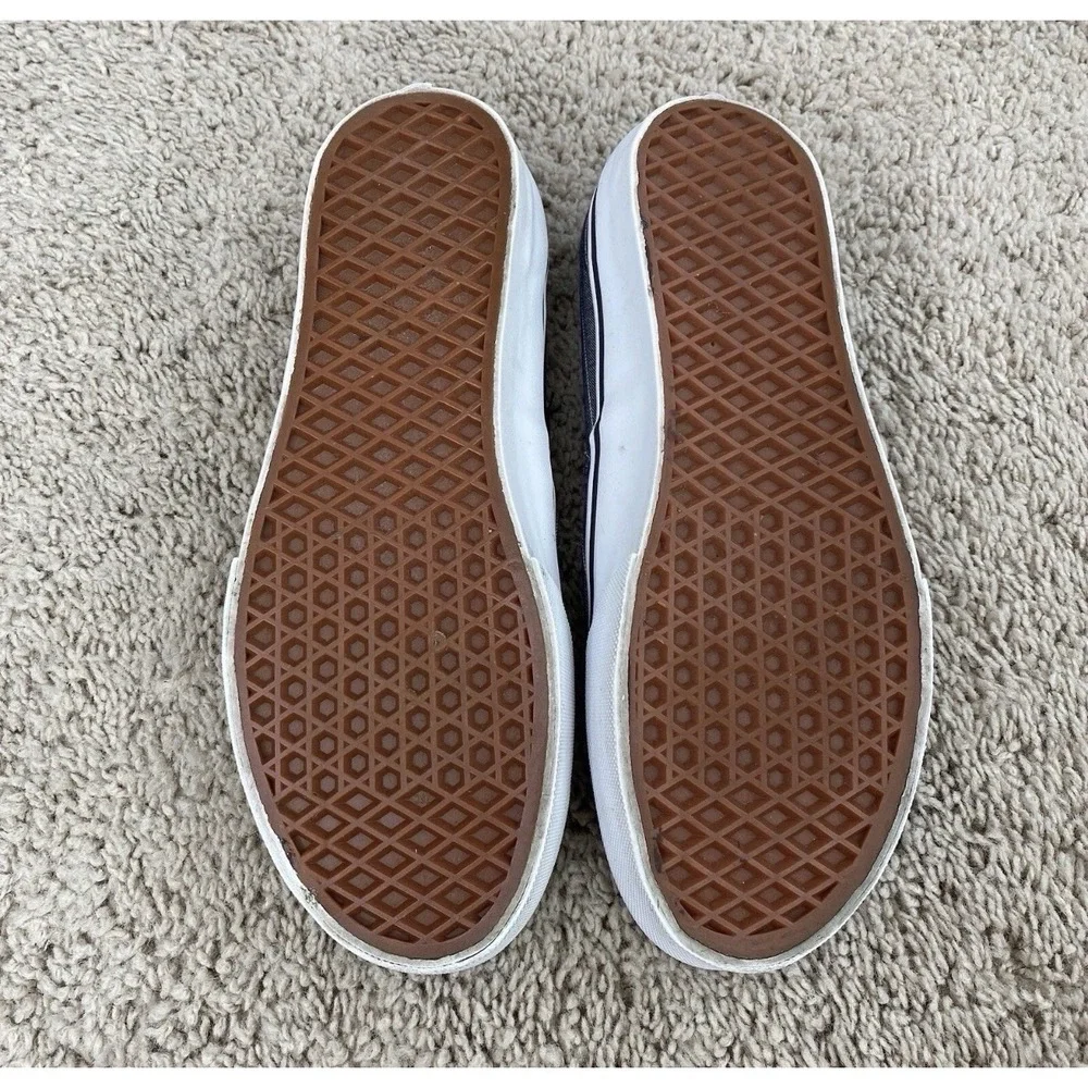 Vans Skate Shoes Mens  7  Womens 8.5 Low Top Gray‎ Pinstriped Lace Up Sneakers